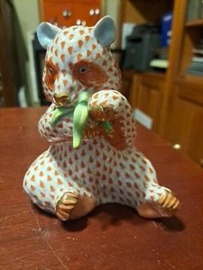 HEREND Full Size 5" PANDA Bear Rust Fishnet Figurine Minty - Picture 1 of 7