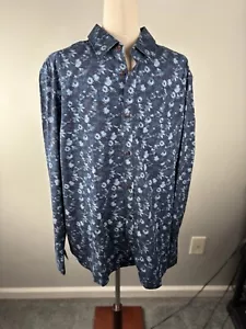 Camisa Ted Baker Para Hombres 3XL Ted 7 Azul Geométrica Manga Larga Algodón Abotonado Nueva - Imagen 1 de 11