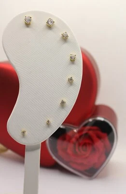 ORECCHINI PUNTI LUCE ARGENTO ZIRCONI TAGLIO BRILLANTE  MM 2 a MM 5 4 GRIFFES - Immagine 1 di 4