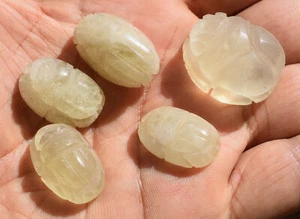 5 scarabei in vetro deserto libico - 192 ct meteorite intagliato a mano tectite Egitto - Foto 1 di 16