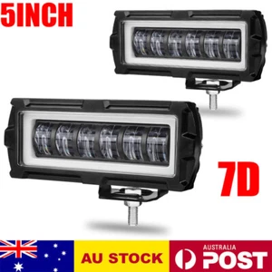 2x 5" LED Work Light Bar 7D Driving Light Reverse Fog Offroad 4WD 4X4 ATV Truck - Picture 1 of 12