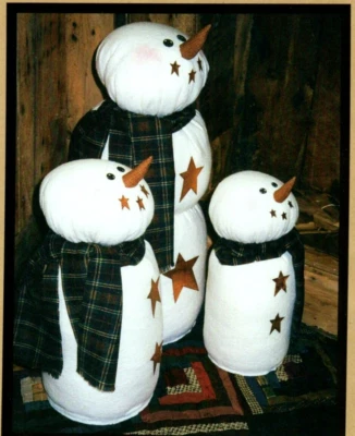 Star Light Star Bright Snowmen Doll Soft Sculpture Pattern Folk Art Primitive - Image 1 of 2