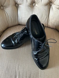 Pronto Uomo firenze-Men Black Patent Leather lace upp Dress shoes.Sz-9.5.Romania - Picture 1 of 13
