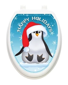 Toilet Tattoo Christmas Happy Penquin Removable Vinyl Lid Decoration - Picture 1 of 1