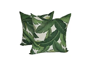 Juego de 2 - Almohadas Decorativas Cuadradas 20" Verde y Blanco Tropical Hoja de Palma - Imagen 1 de 1