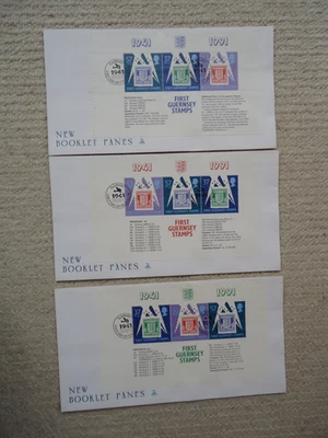 3X 1991 FIRST GUERNSEY STAMPS Booklet Pane First Day Covers. Guernsey postmarks. - Image 1 of 4