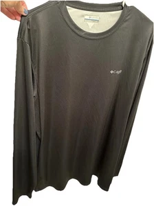 Columbia Omni-Wick Shirt Mens L Crew Neck Black Long Sleeve Fish Flag Back - Picture 1 of 8