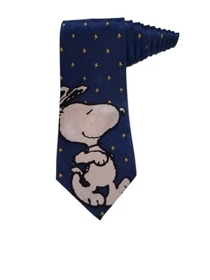 Peanuts Snoopy Woodstock Cartoon Vintage Novelty Necktie 100% Silk - Image 1 of 4