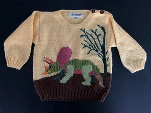 NEW Unisex Children's Cotton/Poly Yellow Pullover Sweater T-REX Dinosaur Size 3 - Picture 1 of 10