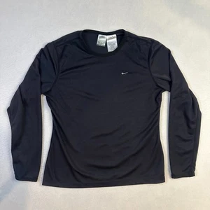 Vintage Nike Long Sleeve Shirt Black Mini Swoosh Check Youth Medium (8-10) - Picture 1 of 8