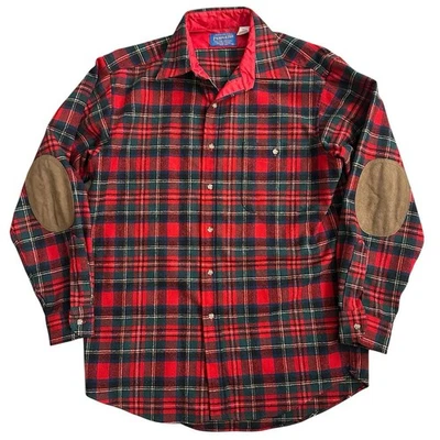 Pendleton Virgin Wool Prince Charles Edward Stewart Tartan Red Elbow Patch Med M - Image 1 of 4