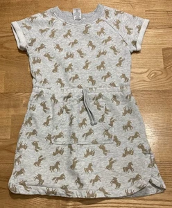 Vestito felpa grigio Gymboree bambina con unicorni oro taglia 6 usato in ottime condizioni - Foto 1 di 3