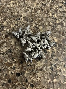 Lot Of 10 Silver Butterfly European Style Bead Center Hole 17mmx15mmx8mm - Picture 1 of 3