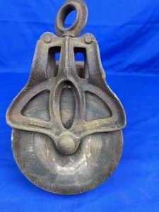 Antique LOUDEN Barn Pulley w/ Wood Sheave, Swivels Properly, Fully Functional - Picture 1 of 14