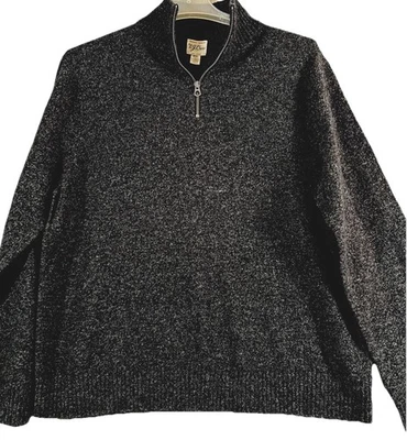 J Crew Rugged Merino Wool Blend Black With Gray Zip Pullover Sweater Men’s  XXL - Image 1 of 4