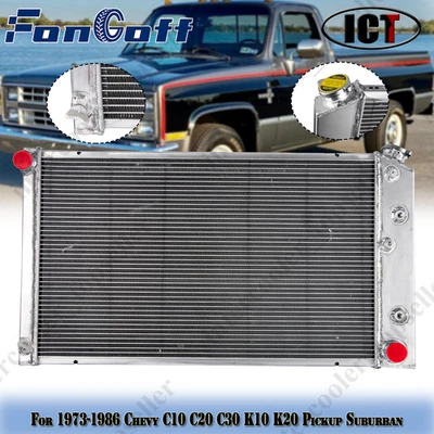 4 Rows CC161 Radiator For 1973-1986 Chevy C10 C20 C30 K10 K20 Pickup Suburban Foto 1 de 4