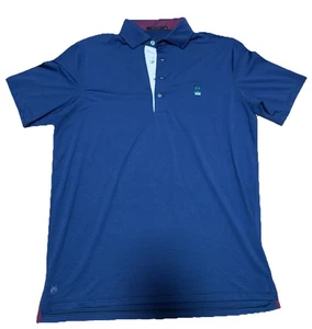 Greyson Golf Polo Country Club Blue & Black Striped Performance Mens Medium - Picture 1 of 4