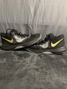 Mens Nike Air Precision II Basketball Shoes Black Gray Gold Size 11.5 - Picture 1 of 5