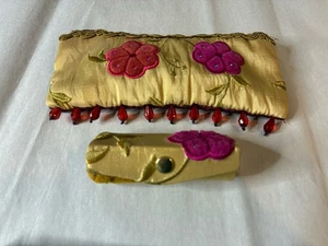 Pier 1 Imports Cosmetic Bag & Lipstick Case Embroidered - Picture 1 of 12