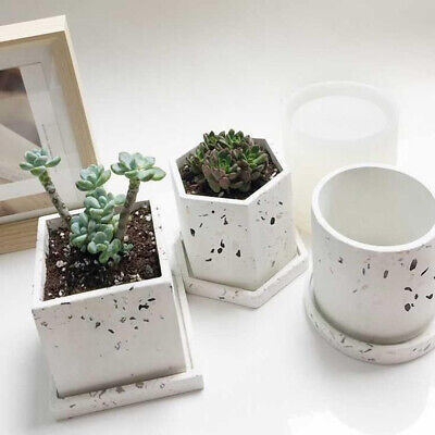 Flowerpot Concrete Silicone Mold Plants Round Pen Container Plaster Gypsum Mould • 8.68€