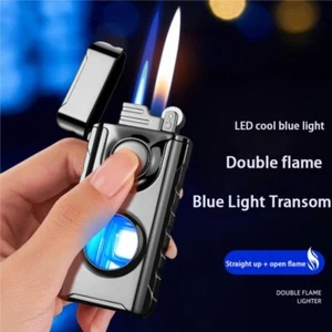 Double Torch Butane Lighter Soft Flame & Torch Flame Adjustable Butane Lighter - Picture 1 of 15