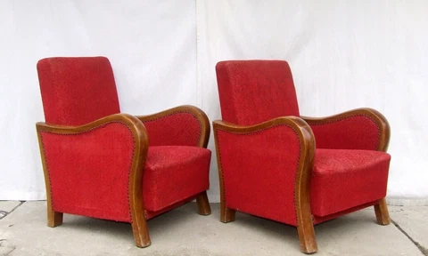Art Deco Club Chairs. Armchairs, Cocktail Chair 1920s Vintage Antique Halabala Cover