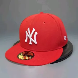 New Era 59FIFTY New York Yankees Red Fitted Hat Size 8 MLB Baseball Cap - Picture 1 of 7