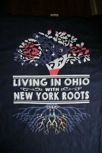 LIVING IN OHIO WITH NEW YORK ROOTS Long Sleeve T-Shirt, Large, Blue - Picture 1 of 5