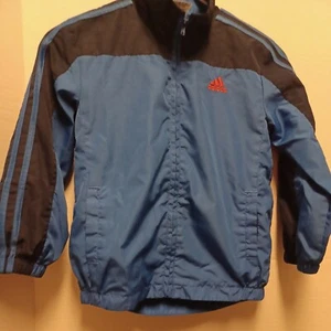 Adidas Blue with black stripes on arms Childs Size 6 lined Windbreaker Jacket. - Picture 1 of 6