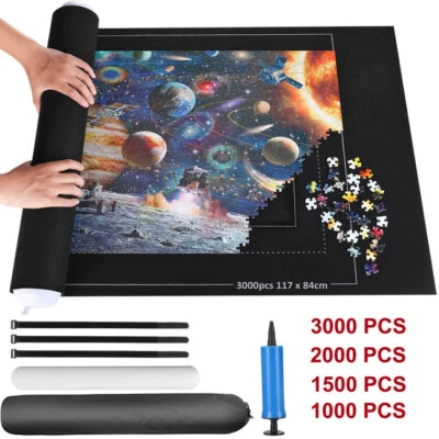 Jigsaw Puzzle Mat Roll Up 3000 2000 Pieces Puzzle Saver Black Non-Slip Felt Pad - Image 1 of 4