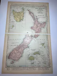 1892 / 1902 XL Map of New Zealand, FIJI fm 1910 Rand McNally Atlas SEE DESCRIP - Picture 1 of 3