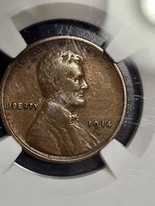 1914 D F 12 LINCOLN WHEAT CENT NGC FINE - Picture 1 of 5
