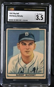 1941 Play Ball R336 #36 Barney McCosky Detroit Tigers - CSG 3,5 en muy buena condición+ - Imagen 1 de 2