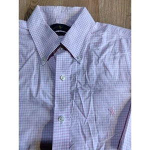 Ralph Lauren Herren Rosa Gingham Pflegeleicht 100% Baumwolle Stretch Rosa Pony... - Bild 1 von 10