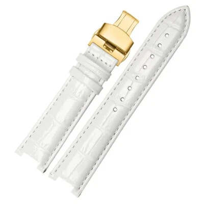 Correa de cuero de vaca correa de reloj cóncava hebilla de mariposa para PASHA W3108 Foto 1 de 4