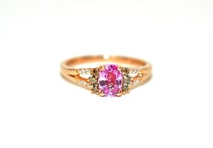 LeVian Natural Padparadscha Sapphire & Fancy Diamond Ring 14K Rose Gold 1.01tcw