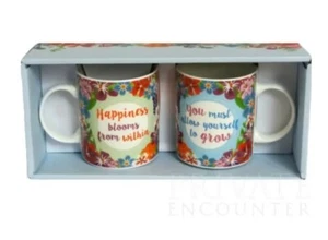 2 x Bone China Box Botanischer Garten Tee Kaffee Becher Set Blumen Geschenk  - Bild 1 von 2