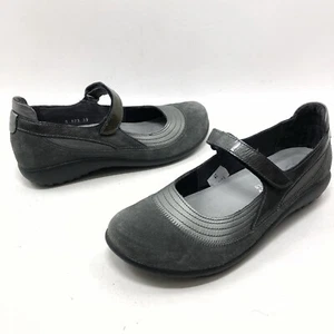 Naot Kirei Gray Metallic Leather Strap Flat Mary Jane Shoes Sz 8 /EU 39 Women's - Picture 1 of 10
