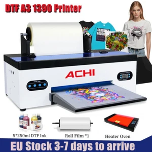 ACHI A3 DTF Printer Epson R1390 Head Direct to Film For T-shirt w/Oven EU Ship - Afbeelding 1 van 13