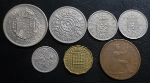 1961 UK Pre-Decimal 7-Coin year type set Elizabeth II Halfcrown - Penny - Picture 1 of 2