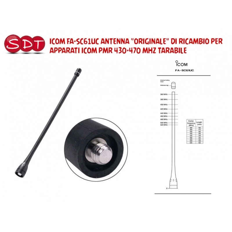 ICOM FA-SC61UC ANTENNA "ORIGINALE" DI RICAMBIO PER APPARATI ICOM PMR 380-520 MHZ - Imagen 1 de 4
