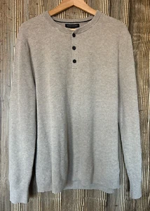 Banana Republic Men's Organic Cotton Henley Beige Thermal Ribbed Knit Size L - Picture 1 of 8