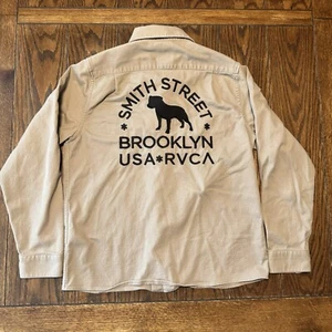 RVCA Smith Street Brooklyn USA Size Small Embroidered Khaki Long Sleeve Shirt - Picture 1 of 9