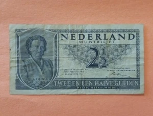 Netherlands 2 1/2 Gulden 1949 Series 2 UG Circulated - Picture 1 of 2