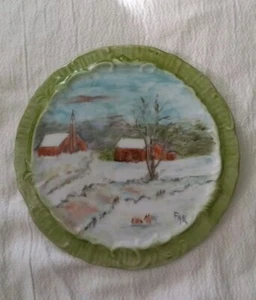 Hand Painted Landscaped Hot Plate, Wall Plate. Signed FAE ORR 1970s - Picture 1 of 12