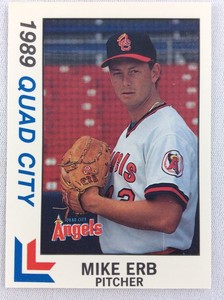 1989 Quad City Angels-Eastern League-BEST Baseball Card-Mike Erb
