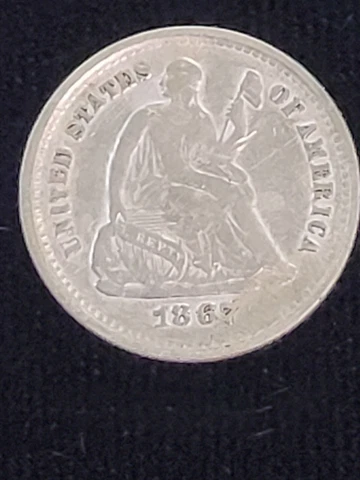 1867s 1867 S Seated Liberty Half Dime Nice!! Cover