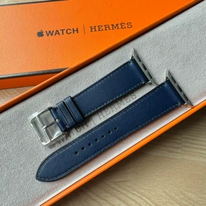 Hermes Apple Watch Hermès 38/40/41mm Navy Single Tour Leather Band Strap Belt - Picture 1 of 10