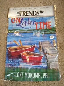 Lake Mokoma (Laporte) PA Pennsylvania Double sided Garden Flag On Lake Time New - Picture 1 of 2