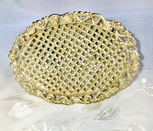 Vintage Ornate Gold Tone Countertop Vanity Soap Dish, Hollywood Regency Style - Picture 1 of 5